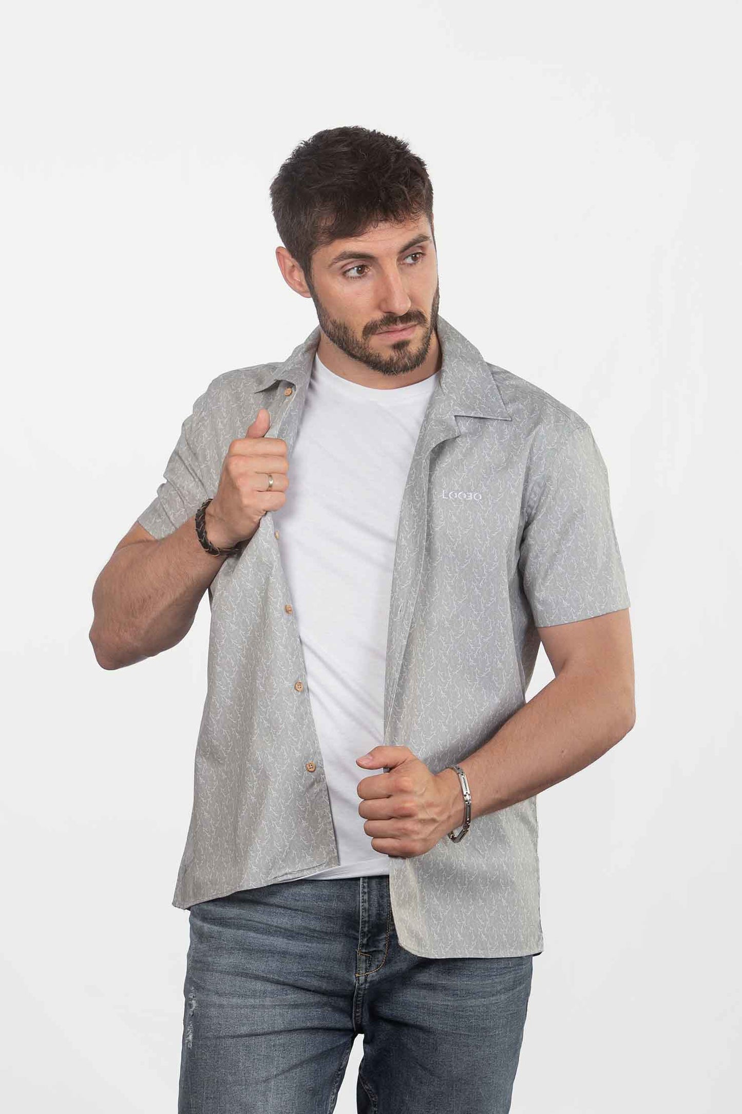 Camisa de Manga Corta Wild Gris de Algodón Orgánico