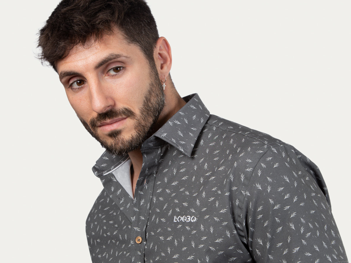 Camisa de Manga Corta Bosque Oscuro de Algodón Orgánico
