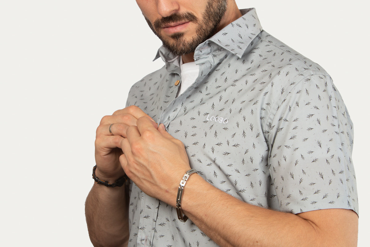 Camisa de Manga Corta Bosque Niebla de Algodón Orgánico