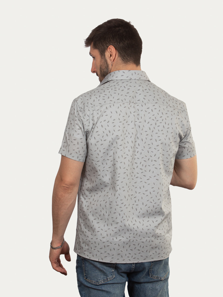 Camisa de Manga Corta Bosque Niebla de Algodón Orgánico