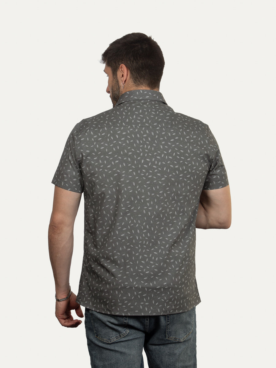 Camisa de Manga Corta Bosque Oscuro de Algodón Orgánico